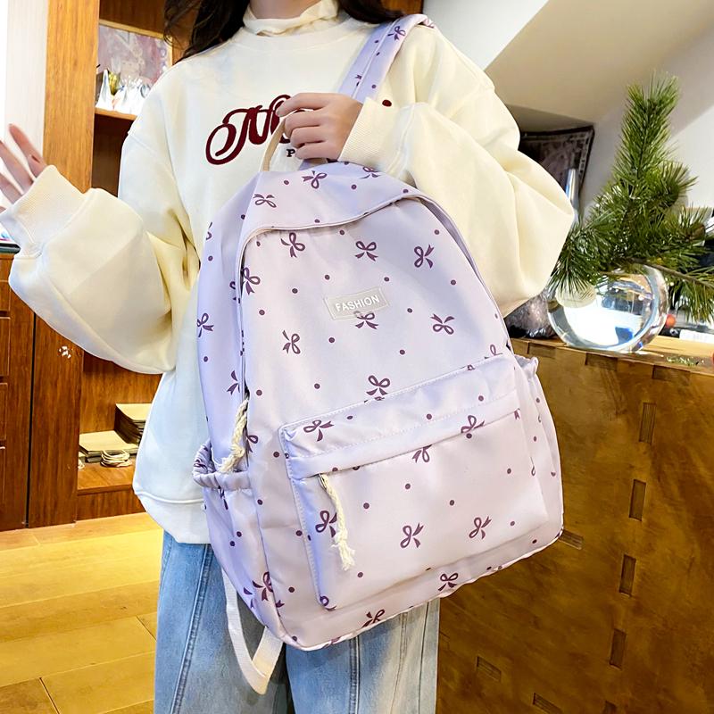 Women Casual School Bag Large Capacity Versatile Rucksack Bowknot Backpack School Outdoor Camping Picnic Bag