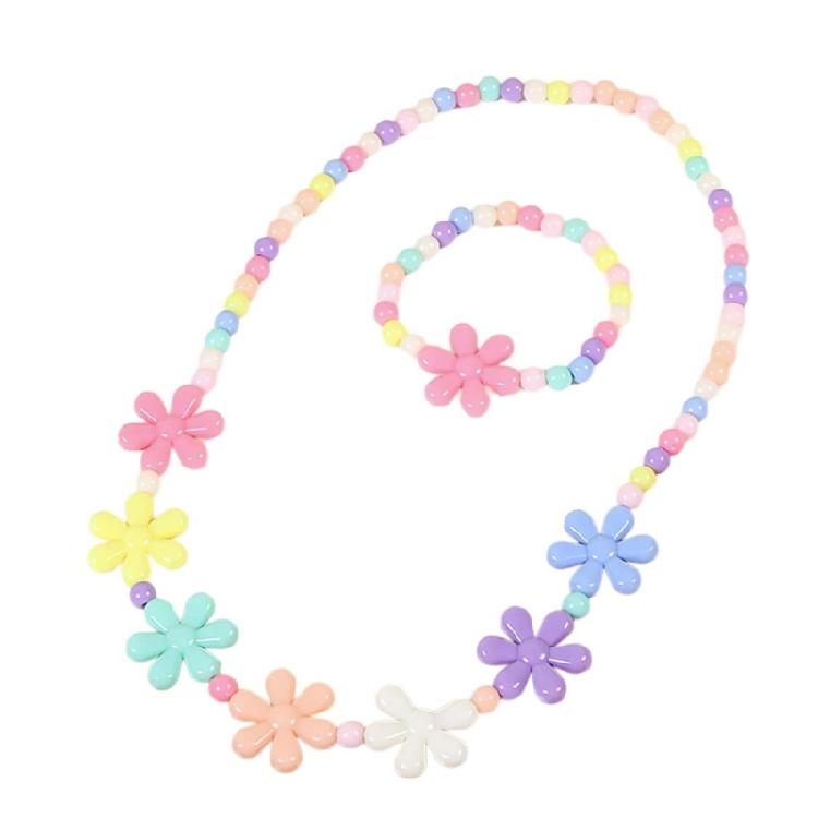 

Charm Candy Color Necklace and Bracelet Set Trendy Girl Necklace Plastic Texture Perfect for Fashionable Kids and Teens