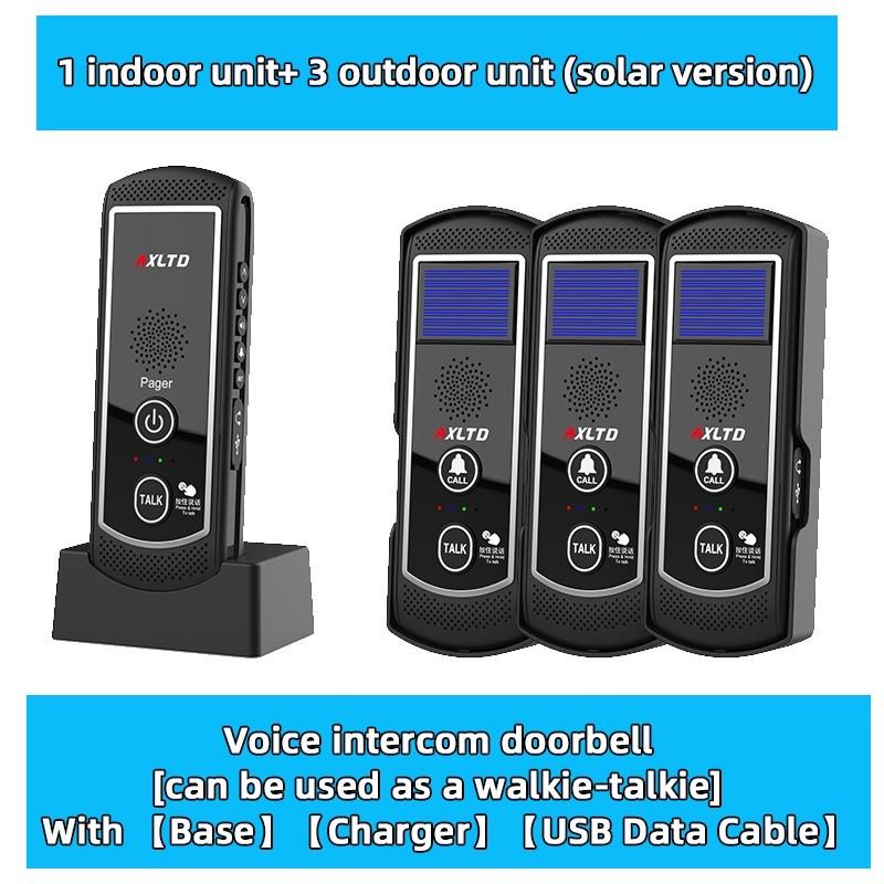1-3 km 16 Channels Range Solar Voice Wireless Doorbell Waterproof Electronic Intercom System Doorbell Home Voice Intercom Device