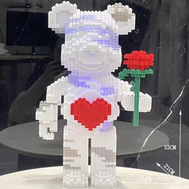 Girls' Compatible Lego: Violent Bear Building Block Series - Educational Micro-Block Interlocking Toys & Gifts