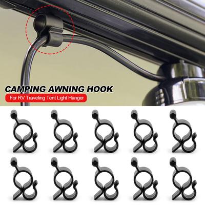 10Pcs Camping Awning Hook Clips Caravan Camper String Light Rope Clamp Tent Hooks Multi-use RV Traveling Tent Clip Light Hanger