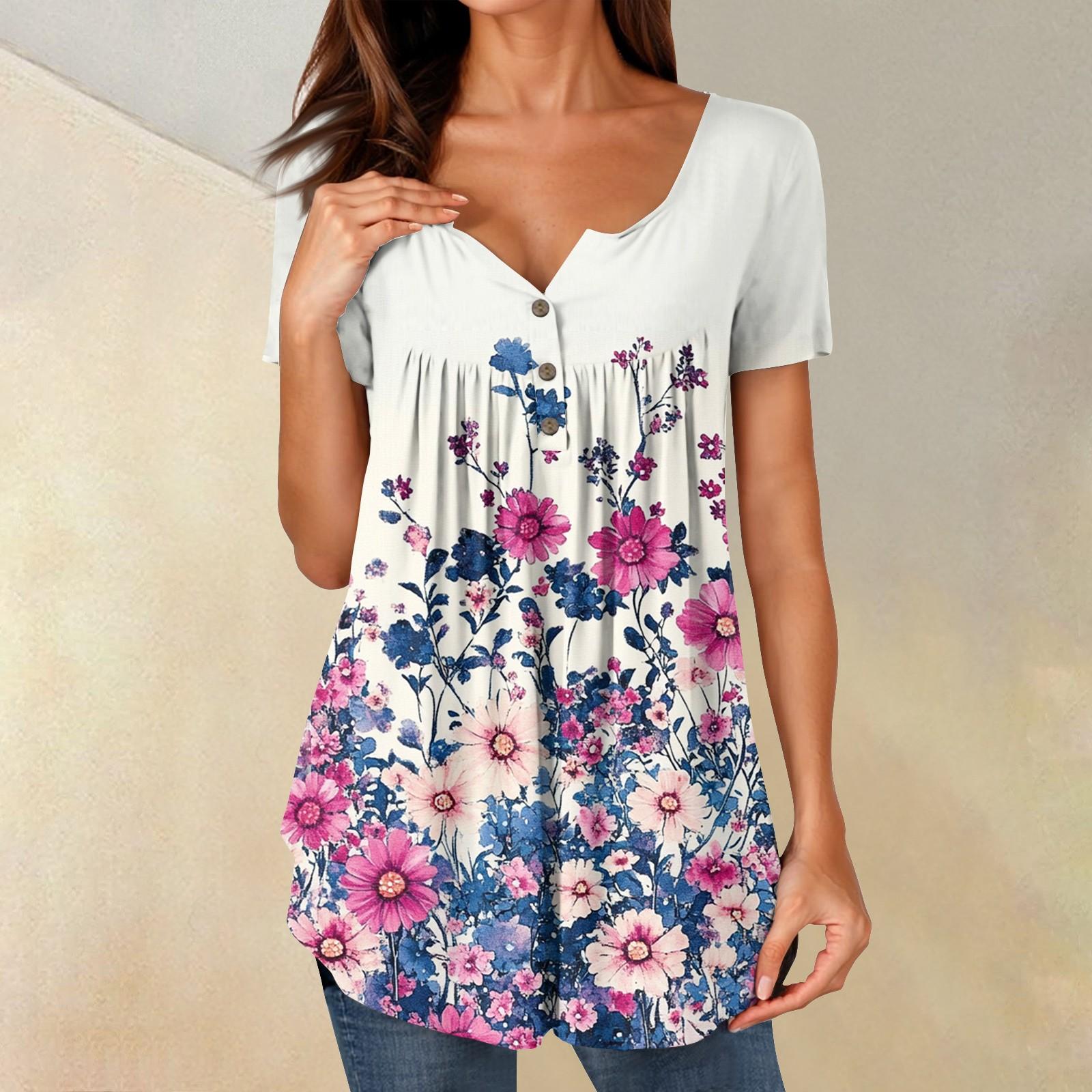 

Женские туники, топы, нарядные, повседневные, летние, рубашки с коротким рукавом, свободный крой, плиссированный топ в стиле бохо XL