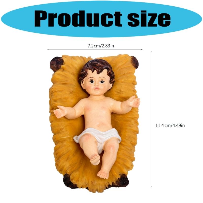 Resin Baby Jesuses in a Manger Nativity Figurines Nativity Collectible Statue Holy Faith Gift Christian Holiday Decors