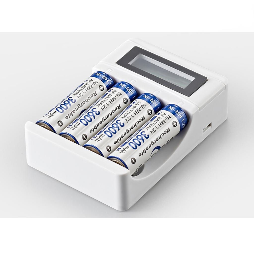 4 Slots Battery Charger with LCD Display for AA AAA Ni-MH Rechargeable Battery Smart Rechargeable