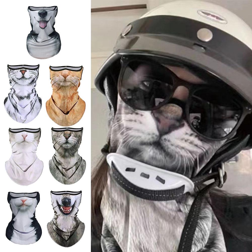 3D Printed Animal Unisex Face Bandana Masks Ear Loops Suncreen Headwear Cat /Dog Balaclava Neck Gaiter For Cycling Sports Hiking