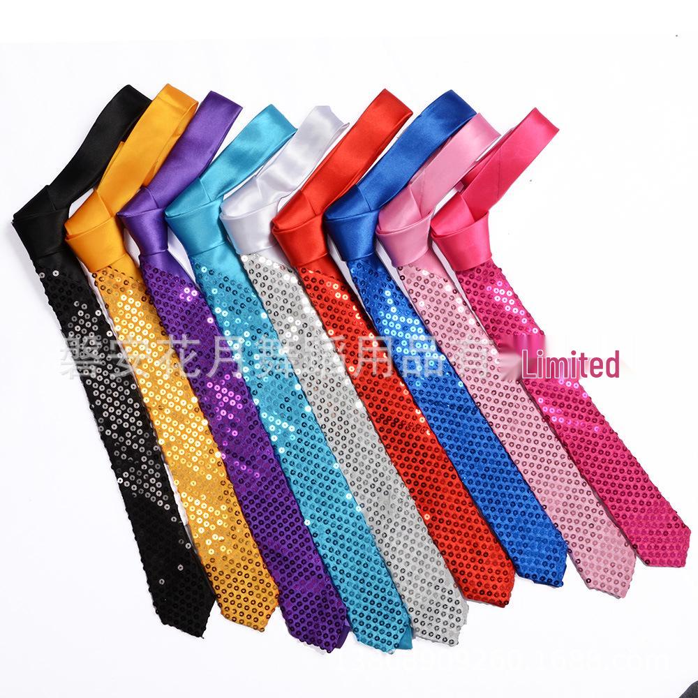 Korean Slim Fit Sequin & Beaded Tie for Men & Women - Formal Wear, Wedding, Party, Performance