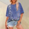 Floral Printed Womens Casual T Shirt Loose Short Sleeve Round Neck Fashion Top