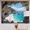 Seaside Cave View Backdrop Natural Rock Cave Coastal Scenery Photography Background Cloth for Wedding & Vacation Theme