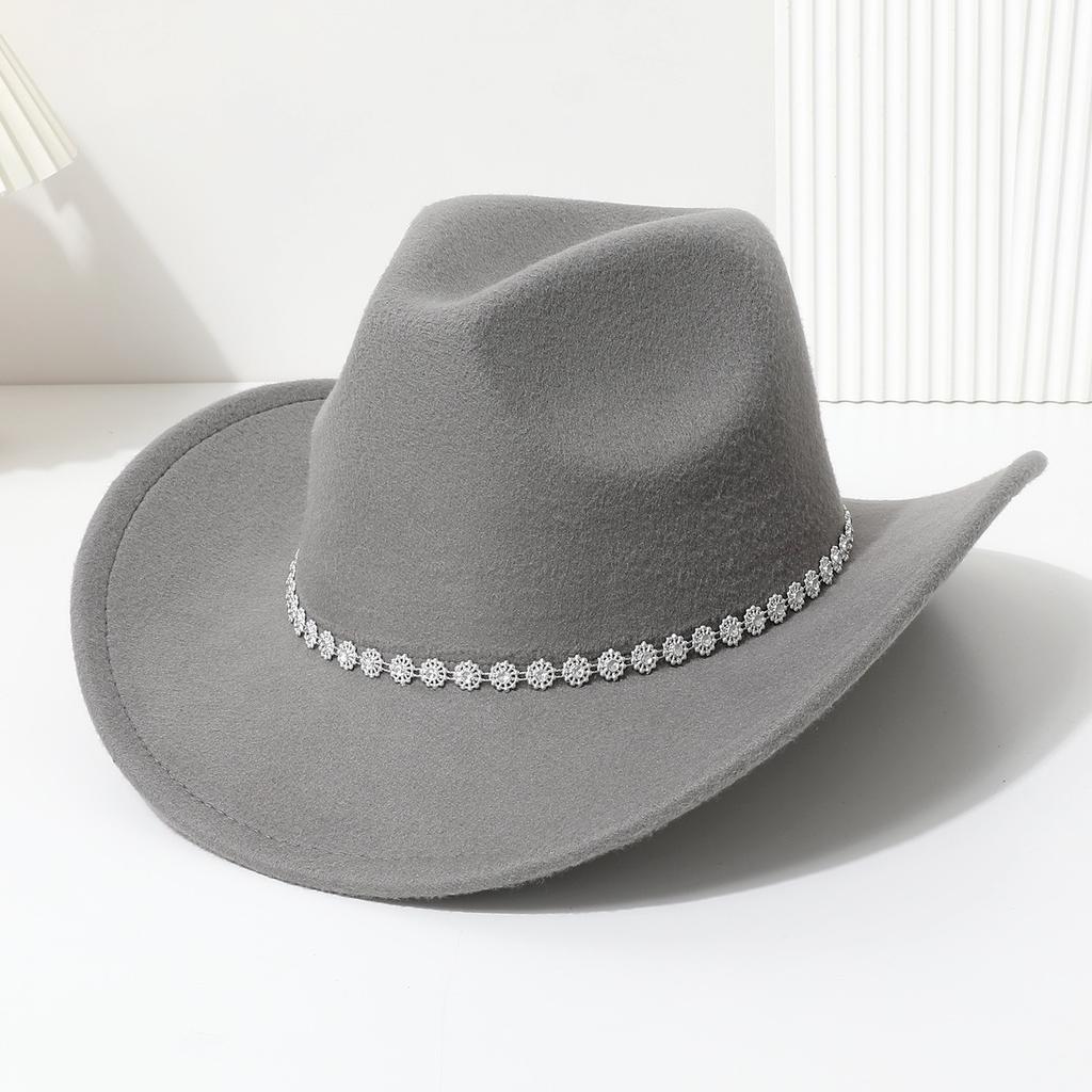 European and American small floral bright diamond western cowboy top hat men's and women's casual top hat party jazz hat