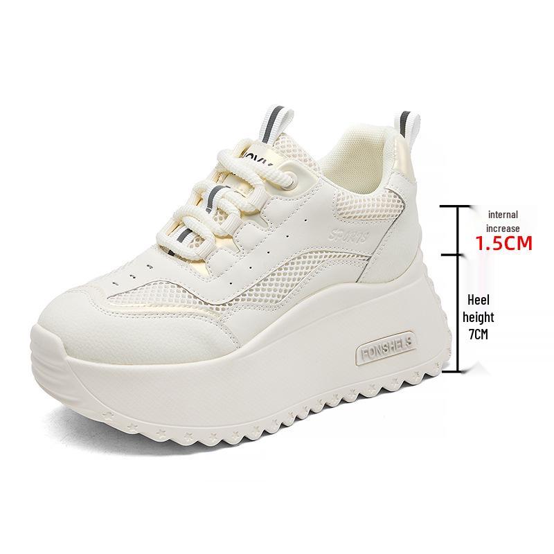 Spring/Summer 8cm Women's Platform Trainer – Versatile Sport Casual Dad Shoes