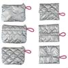 Quilted Silver Storage Pouches Fashionable and Practical PU Materials Bags for Everyday Use Portable Designs for Women Dropship