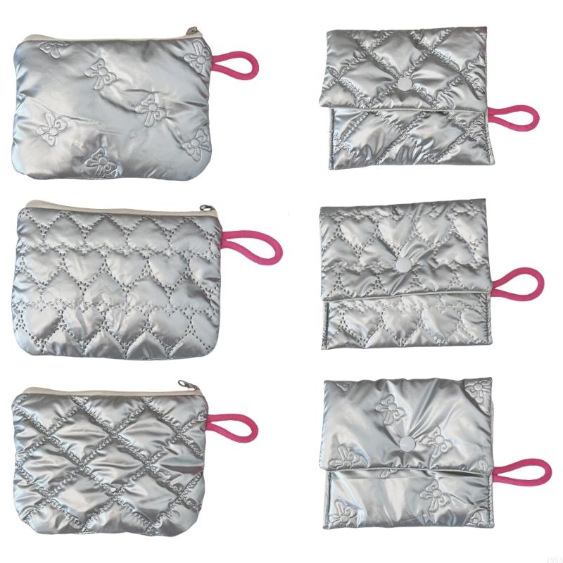 Quilted Silver Storage Pouches Fashionable and Practical PU Materials Bags for Everyday Use Portable Designs for Women Dropship