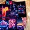 50 Neon Postcards Purple Dream Wall Decorative Cards Light And Shadow Lighting Colorful Decorative Cards