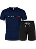 Summer 2025 Men's Casual Loose Fit Letter Print T-Shirt & Shorts Set