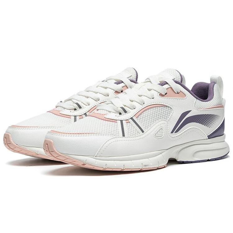 New LiNing Cushioned Anti-Slip Wear-Resistant Breathable Lightweight Low-Top Running Shoes Women's White Purple ARSS064-3