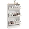 HOMCOM Shoe Storage Cabinet with 3 Flip Drawers, Wooden Freestanding Shoe Organizer with Adjustable Shelves for Entryway, Hallway, White