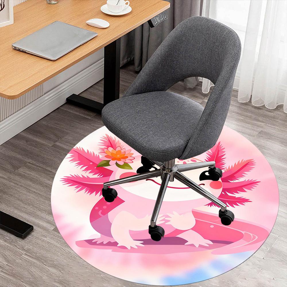 

1PC Axolotl Feather Round Chair mat Area Rug - Non-Slip, Floor Mat for Office, Bedroom, and Indoor Decor -Gift D1127182 80cm by 80cm