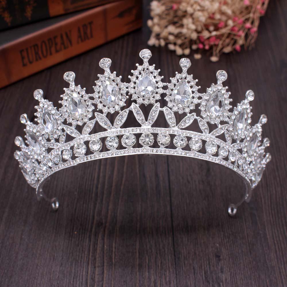 Baroque Vintage Rhinestone Crown Gold Color Champagne Crystal Bridal Tiaras Crown Wedding Hair Accessories Diadem Pageant Crowns