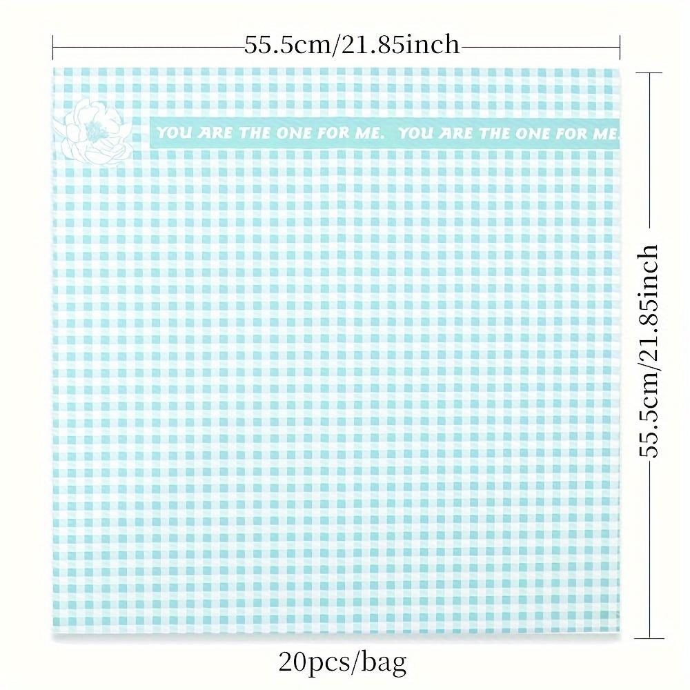 

20 шт./упак. клетчатая водонепроницаемая упаковочная бумага для цветов ко Дню святого Валентина, упаковочная бумага для букетов цветов, материал для самостоятельной работы, флористическая упаковка для цветов синий