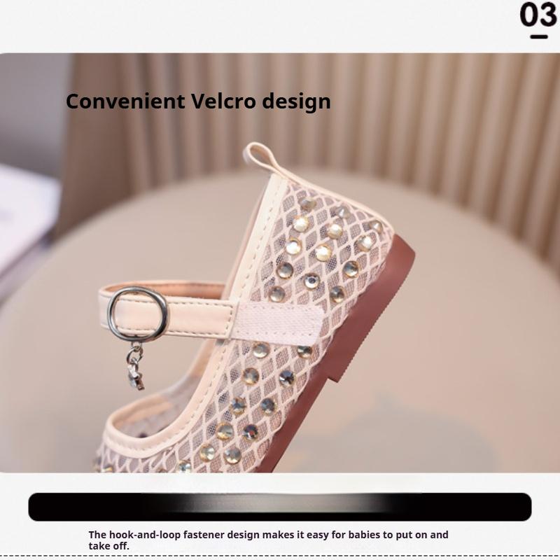 Spring and Summer New Fashion Rhinestone Shallow Mouth Girls Soft Sole Casual Leather Shoes