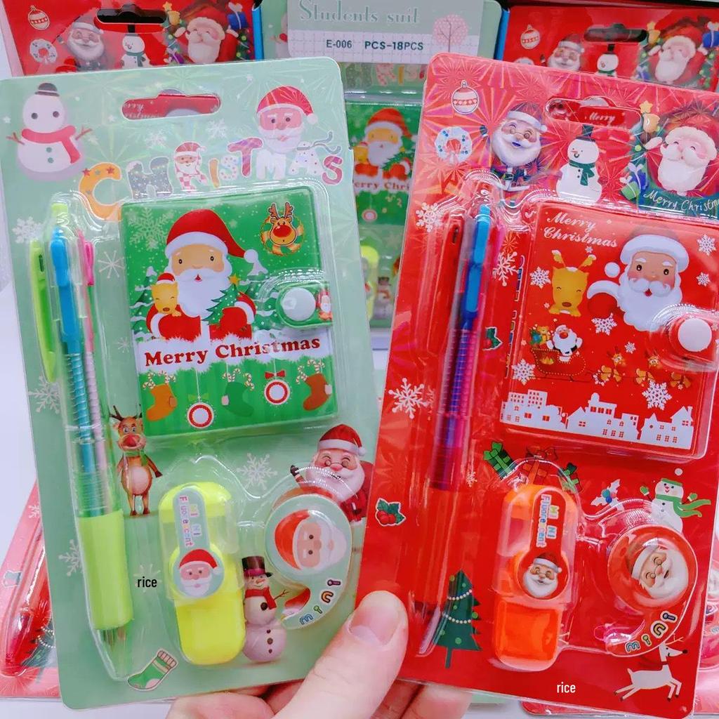 Christmas Stationery Gift Set: Notebook, Multi-Color Pen & Gel Pens for Primary Students.