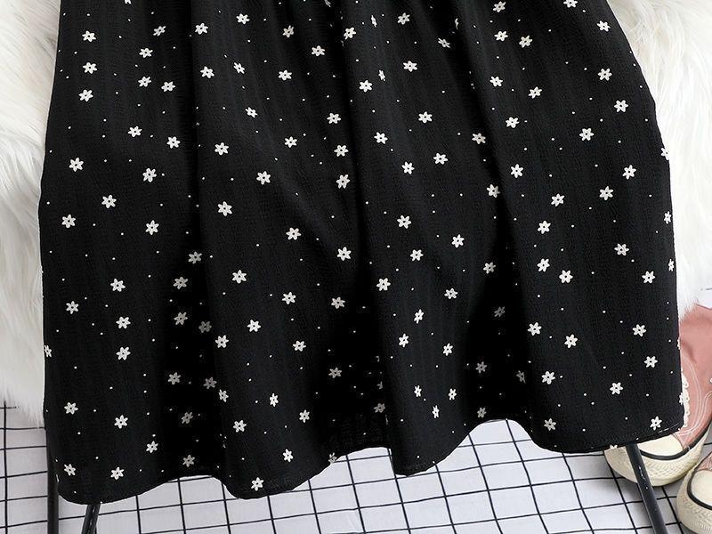 Plus Size Floral Polka Dot Midi Dress - Women's Summer A-Line Skirt