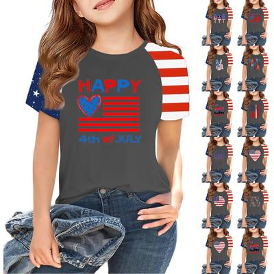 Tops For Youth Kids Boy And Girls 2-10 Years Round Neck Short Sleeve Trendy Tops