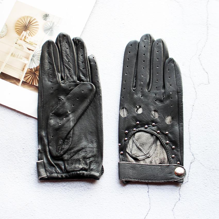 Summer Driving Women's Genuine Leather Driver Gloves Thin Style Unlined Fashion New Motorcycle Riding Color Sheepskin Gloves