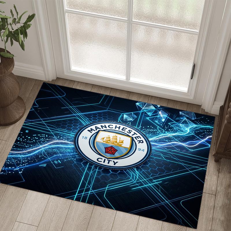 Manchester City Design Crystal Velvet Carpet Cozy Non?Slip Printed Rug For Bedroom Living Room Entrance