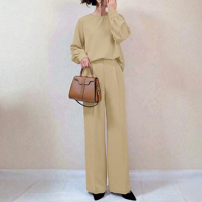 ZANZEA Women Long Sleeve Blouse and Pants Casual Two Piece Suit Sets