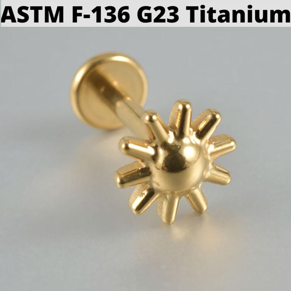 Cz Four Pointed Star G23 Solid Titanium Cartilage Earrings Stud 16G Internally Threaded Sun Helix Ear Tragus Piercing Jewelry