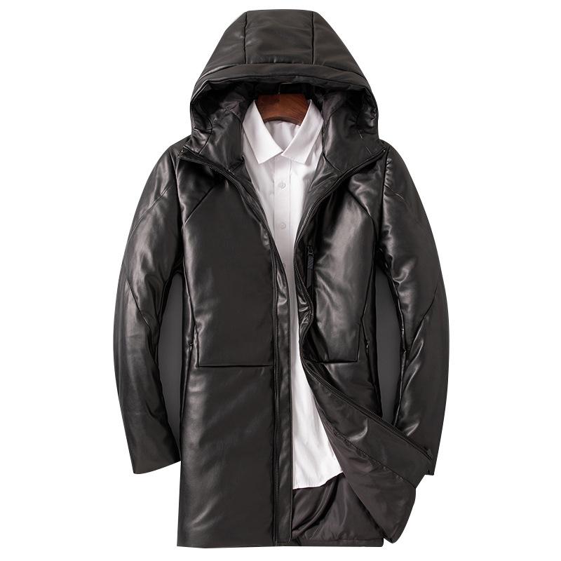 Новое зимнее кожаное пуховое пальто — фото 5