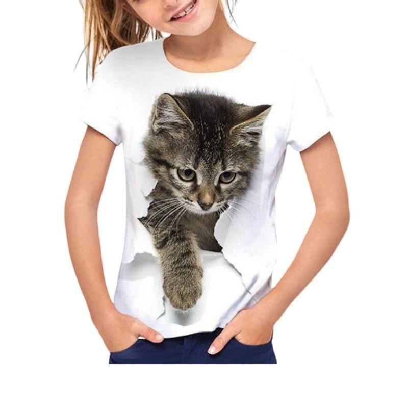Kids T-shirt 3d Print Summer Children's Cute Animal 3D Printed Simple and Casual Round Neck Short Sleeved T-shirt