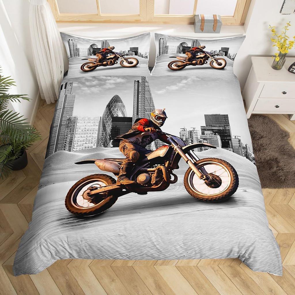 Three-Piece Bedding Off-Road Motorcycle 3D Digital Printing Bedding Home Textiles
