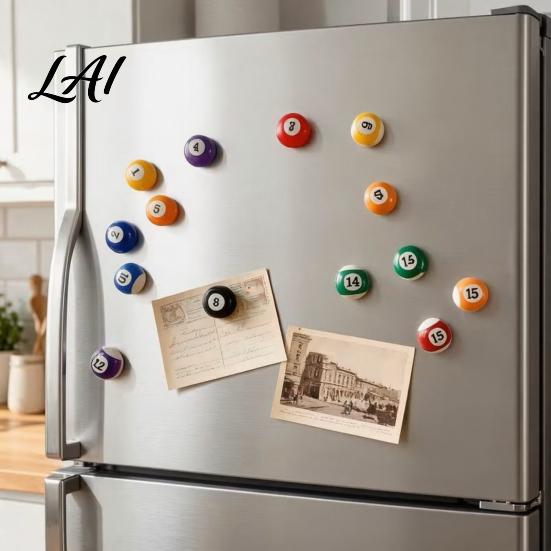 Memo Note Photo Holder 15Pcs/Set Mini Billiard Ball Fridge Magnet 3D Pool Whiteboard Decorative Magnet Holder for Locker Refrigerator Door Magnetic