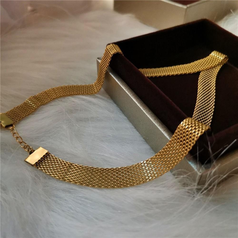 316L Stainless Steel New Fashion Fine  Hip-hop Gold Color 8MM Width Snake Bone Chain Geometric Necklaces For