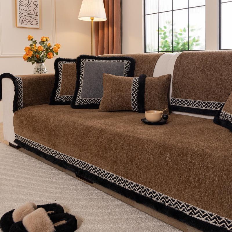 New Nordic Minimalist and Luxurious High-end Sofa Cover Fabric with Anti Slip Straight Row Sofa Cushion Suitable for All Seasons