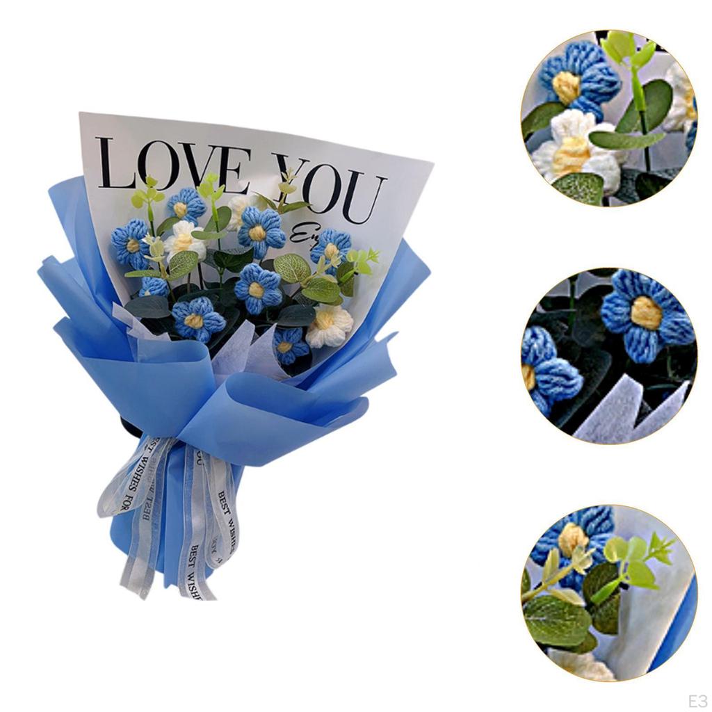 Artificial Flower Bouquet Crochet Design for Holiday Table Centerpiece Gift From Kids