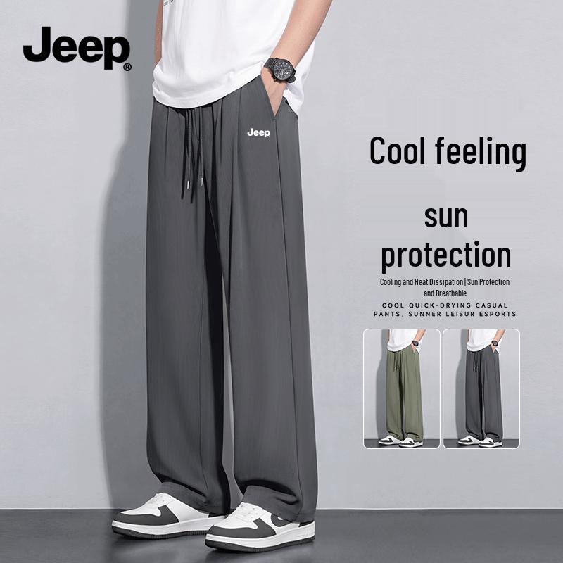 JEEP Men s Summer Ice Silk Quick-Dry Wide-Leg Casual Pants 3XL