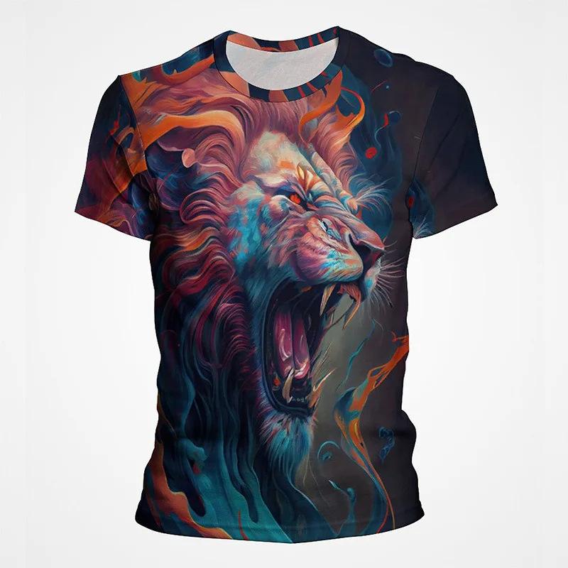 Funny Animal Graffiti Art Graphics 3D Printed Short Sleeved Top Hip-hop Round Neck Short Sleeved Men's T-shirts