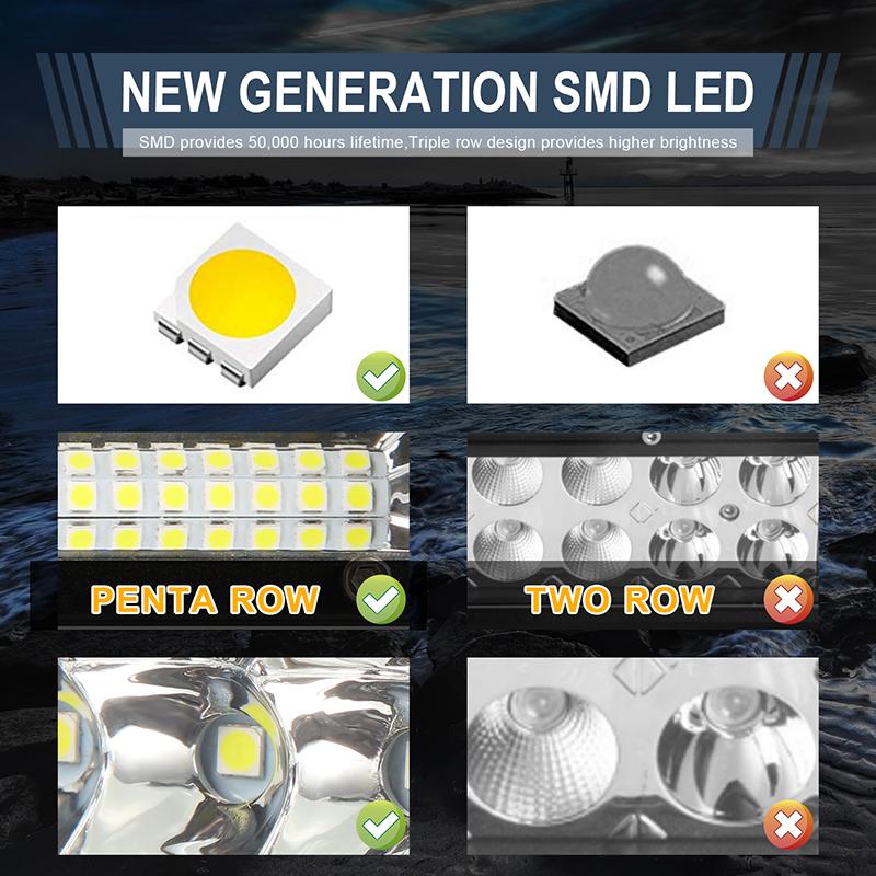 12Inch 450W Led Work Light Bar Combo Spot Flood Driving Off Road Suv Boat Atv