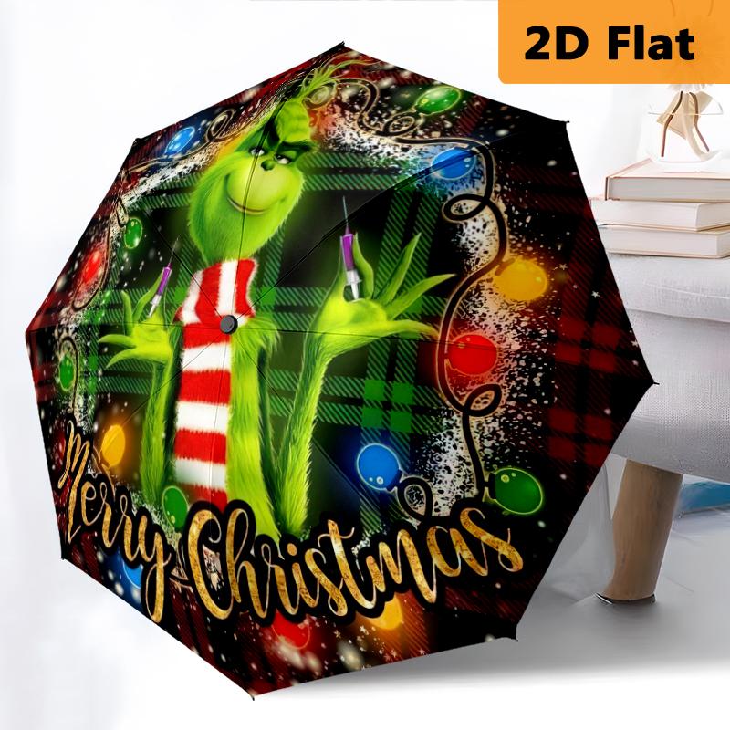 1 Stück Grinch-Schirm Tragbare 8-Rippen-Struktur geeignet für alle Jahreszeiten, Zuhause, Reisen, Outdoor-Schirm