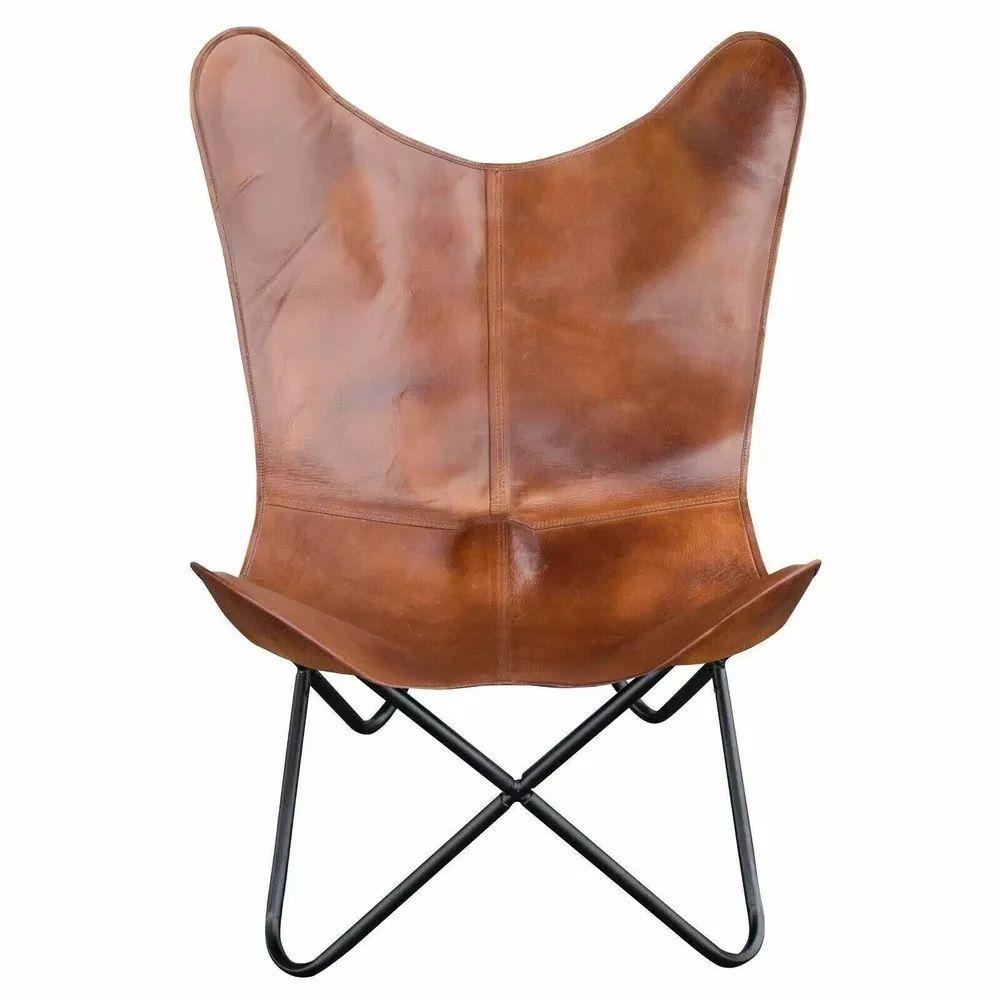 Handmade Vintage Leather Butterfly Chair Relax Arm Chair Lounge Accent Chair