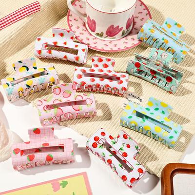 1pc Strawberry Watermelon Cherry Fruit Grab Clip Girl Acrylic Coil Hair Clip Shark Clip Hair Ornament