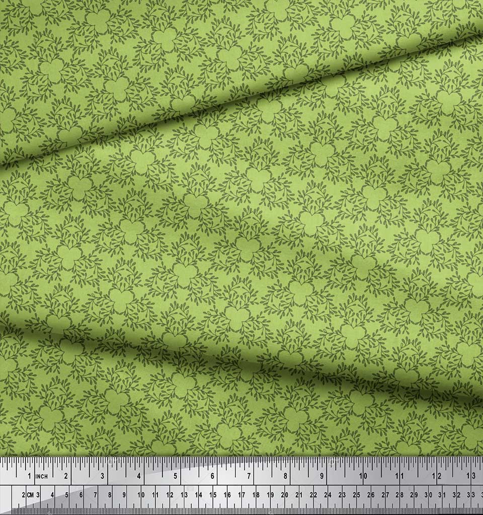 Soimoi Purple Japan Crepe Satin Fabric Artistic Leaves Fabric Prints By Metre 42 Inch