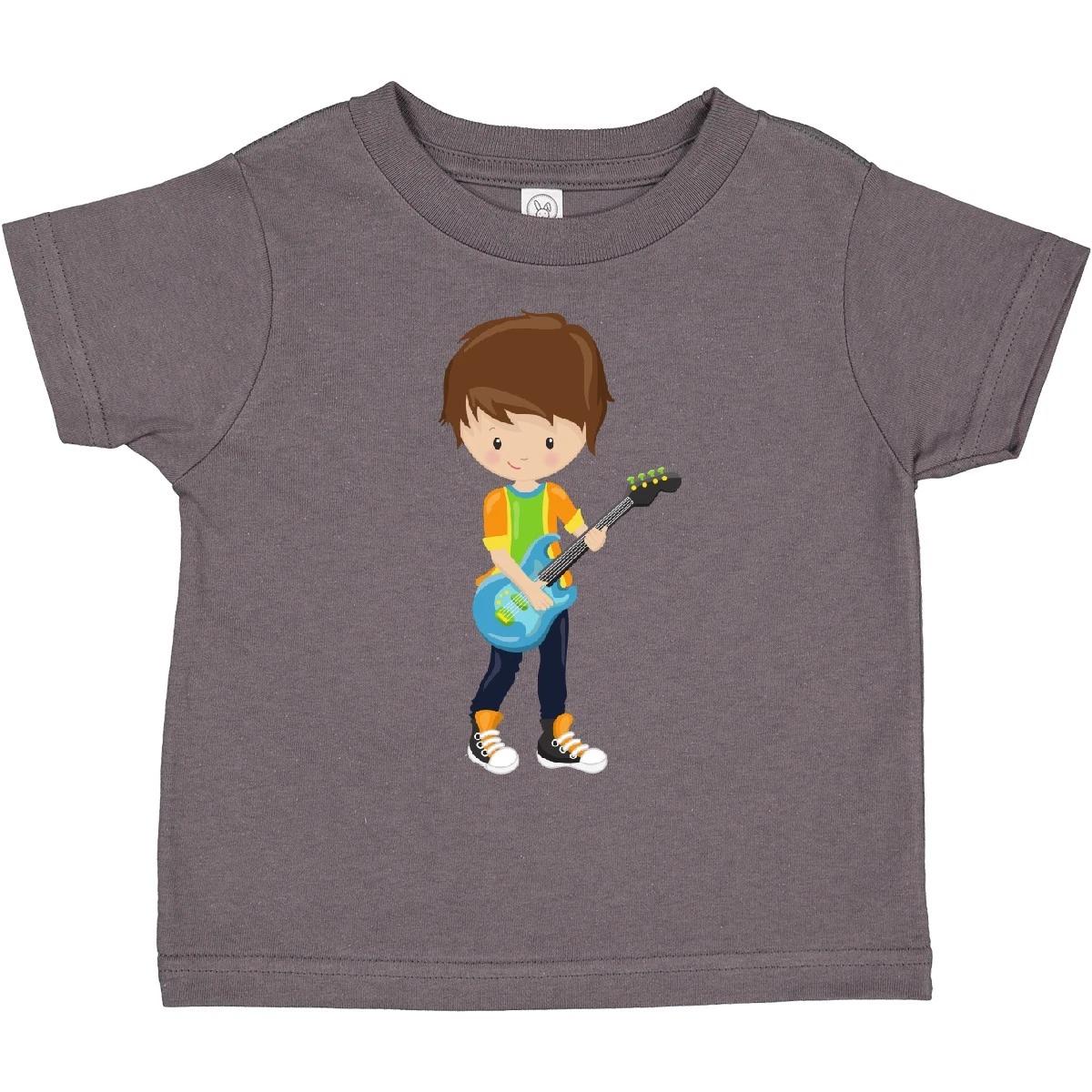 

Inktastic Rock Boy, Brown Hair, Guitar Player, Band, Music Toddler kids boys T-Shirt Cute 100