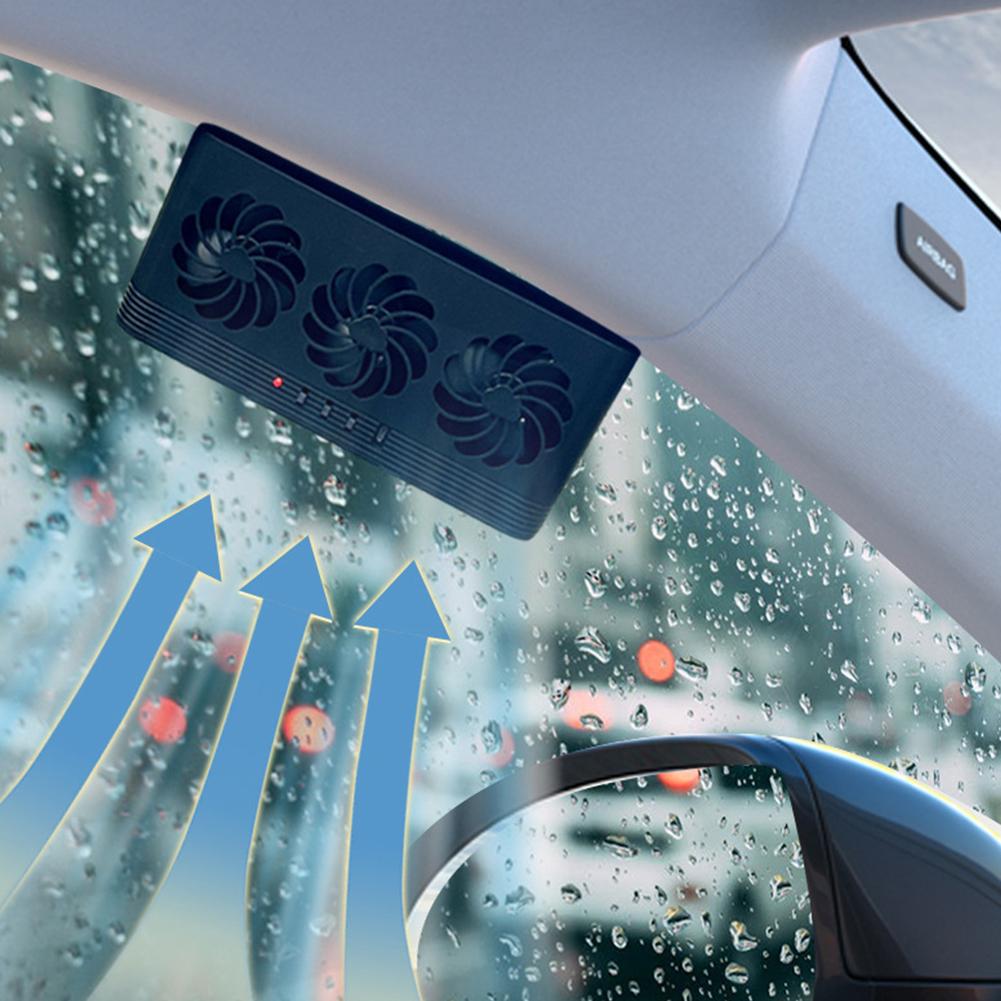 Solar Powered Car Exhaust Fan with 3 Air Outlets Auto Window Radiator Exhaust Fan Air Vent Fan Ventilation Radiator for Outdoor