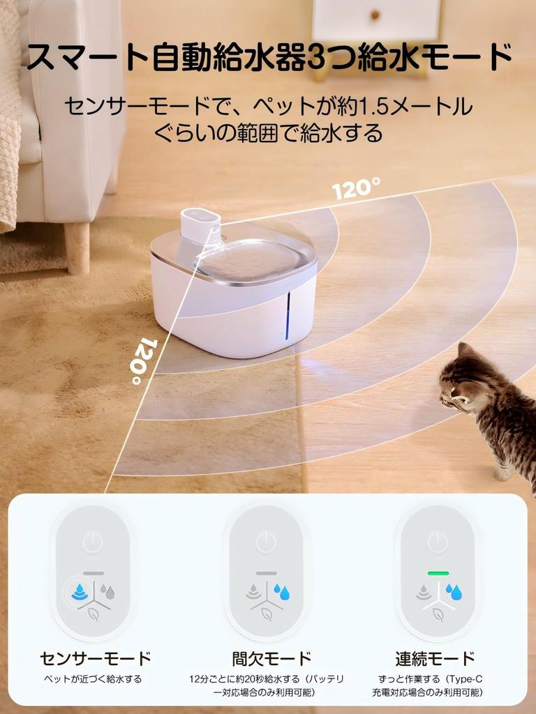 FEELNEEDY Rechargeable Cat Water 4L with 6 Activated Carbon Smart Pet Automatic Water Dispenser with Motion 3 Water Dispensing Wireless Stainless