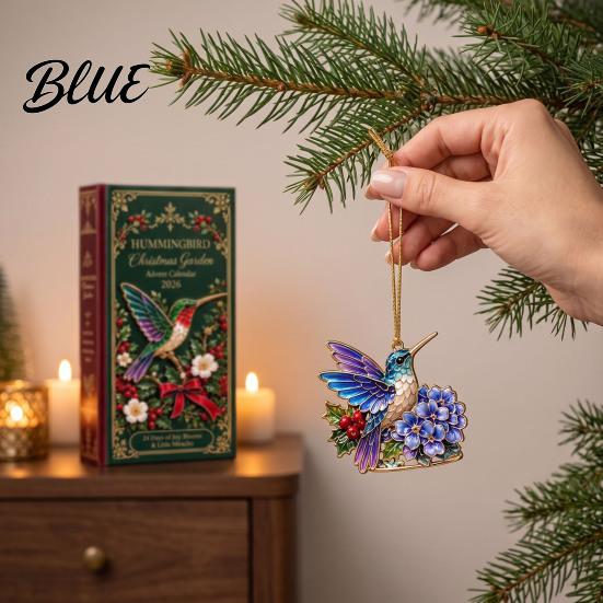 24 Day Advent 2D Acrylic Calendar 24-Day Christmas Garden Calendar Hummingbird Countdown with Decorations Bird