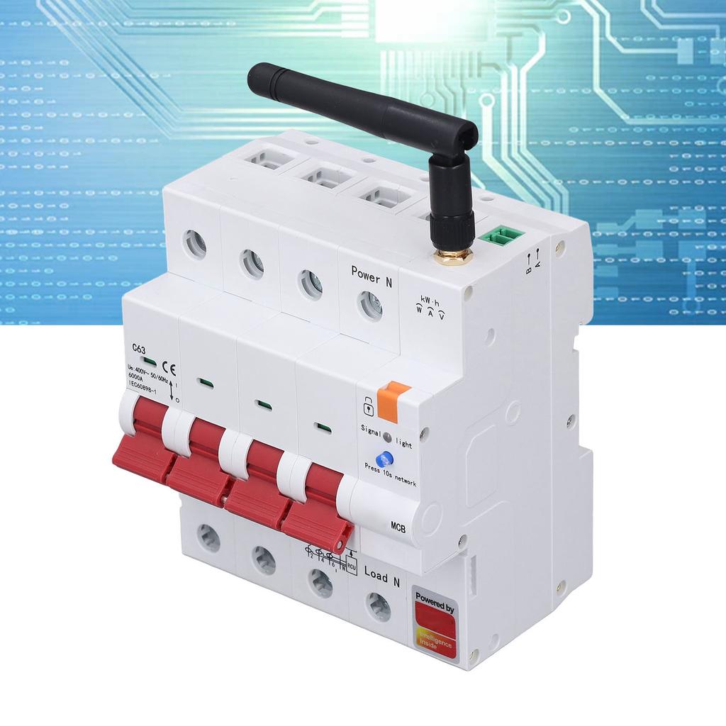 Smart Circuit Breaker for 4P 63A Metering Circuit Breaker with Timer Mobile APP Remote Control